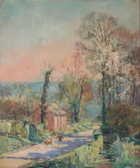 Albert Lebourg, Le Chemin au Printemps à Saint-Vaast d'Equiqueville près Dieppe, 1928, Oil on canvas