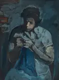 Gershon Benjamin, The Seamstress, Gouache on paper