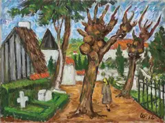 Sollerod Cemetery, Denmark by Waldo Peirce, 1956, Oil on canvas, offered Mar 2022