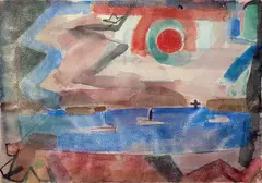 Henry Kallem, Harbor View, Watercolor on paper