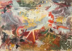Morris Shulman, Red Seascape, Oil on masonite