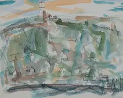 Ted Davis, Monhegan Light, Watercolor on paper