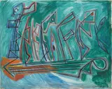 Louis Schanker, Study in Green, 1944, Oil on canvas