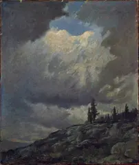 Vivian Akers, Stormy Sky, Mt. Katahdin, 1920, Oil on canvas on board