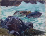 Monhegan Rocks by Cadwallader Lincoln Washburn, Oil on canvas, unframed, offered Mar 2022