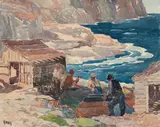 Mending Boats by George Pearse Ennis, Watercolor on paper, offered Mar 2022