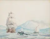 Old Dutch Whaling in the Tropics by William Gilkerson, Watercolor on paper, offered Mar 2022