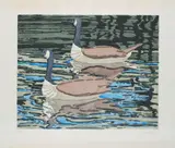 Neil Welliver, Canadian Geese, 1978, Lithograph with hand coloring