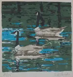 Neil Welliver, Canada Geese, 1978, Lithograph with hand coloring