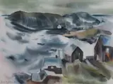 Manana and Harbor by Lawrence Goldsmith, Watercolor on paper, offered Mar 2022