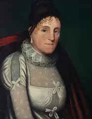 Zedekiah Belknap, Portrait of a New England Woman, Oil on canvas, unframed Hastings & Davenport framing label attached to backing