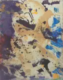 Abstract by Taro Yamamoto, 1957, Mixed media on heavy paper, offered Mar 2022