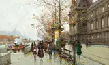 Eugène Galien-Laloue, Eugene Galien-Laloue Fr. 1854-1941 Autumn Street Scene