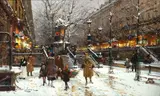 Eugène Galien-Laloue, Eugene Galien-Laloue Fr. 1854-1941 Winter Scene