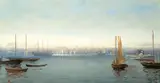 Harrison Bird Brown, Harrison Bird Brown Am. 1831-1915 "Portland Harbor", Oil on canvas