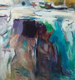 Elena Jahn, Elena Jahn Am. 1938-2014 Moon, Water, Rocks-Monhegan, Maine