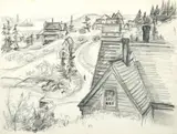 Stonington Village by Emily Lansingh Muir, Graphite on paper, offered Aug 2020
