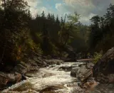 Ausable River, N. Y. by Hendrik Dirk Kruseman van Elten, Oil on canvas, offered Aug 2020
