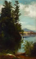 Samuel Griggs Am.1827-1897 Landscape with Lake (likely NH) by Samuel Griggs, Oil on canvas, offered Aug 2020