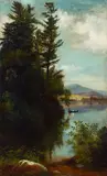 Samuel Griggs, Samuel Griggs Am.1827-1897 Landscape with Lake (likely NH), Oil on canvas