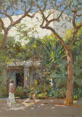 Abbott Fuller Graves Am. 1859-1936 Woman Walking along a Beach by Abbott Fuller Graves, c. 1909, Pastel on colored paper, offered Aug 2020