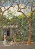 Abbott Fuller Graves, Abbott Fuller Graves Am. 1859-1936 Woman Walking along a Beach, c. 1909, Pastel on colored paper
