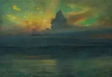 Richard Langtry Partington, Richard Langtry Partington Am. 1868-1929 Seascape with lighthouse, 1901, Oil on canvas laid to panel