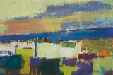 Morris Shulman, Morris Shulman Am. 1912- 1978 Abstract with Green, Purple, and Yellow