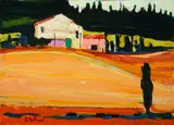 Alfred Chadbourn, Alfred Chadbourn Am. 1921-1998 "Tuscan Farmhouse", 1988, Oil on canvas
