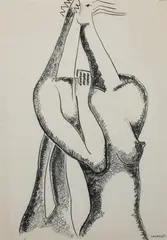Nude Figures by Robert Laurent, Charcoal on paper, offered Aug 2020