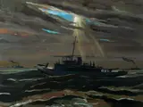 Stephen Etnier, Stephen Etnier Am. 1903-1984 USS Mizpah, Oil on panel