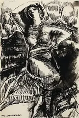 Dancer by Carl Sprinchorn, c. 1916, Ink wash on paper, offered Aug 2020