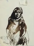 Carl Sprinchorn, Carl Sprinchorn Am. 1887- 1971 My Land Lady, W. 68th Street, 1906 Brown wash/