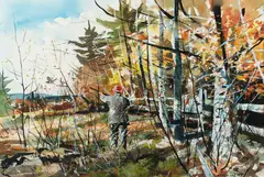 Chet Reneson, Chet Reneson Am. b. 1934 Pheasant Hunting, 1977, Watercolor on paper