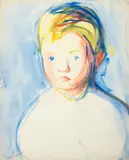 Florence H. Dreyfous, Florence H. Dreyfous Am. 1868-1950 Group Lot: 1] Woodland Study 2] Boy's Portait, Watercolor on paper 1] initialed l.r., 2]