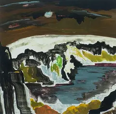 Howard Rackliffe, Howard Rackliffe Am. 1917-1987 "Winter Nocturne", Acrylic on board