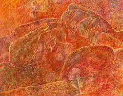 Orange and Red Abstract Landscape (Possibly Katadhin) by Irving B. Haynes, 1971, Pastel on paper, offered Aug 2020