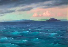 Will Hutchins, Will Hutchins Am. 1878-1945 Sunset Afterglow, Oil on canvas Estate stamp on verso