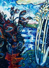 Landscape with Red Fir by Alice Spencer, 1992, Oil on masonite, offered Aug 2020