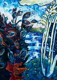 Alice Spencer, Alice Spencer Am. b. 1944 "Landscape with Red Fir", 1992, Oil on masonite