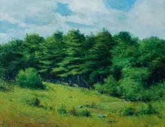 John Calvin Stevens, John Calvin Stevens Am. 1855-1940 Landscape with Trees, Oil on panel Initialed and