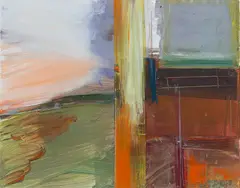 George Lloyd, George Lloyd Am. b. 1945 Group Lot: 1]"Interior With Door" 1985 2] "Divided Landscape", Mixed media on paper