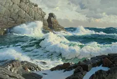 Walter Brightwell, Walter Brightwell Am. 1919-2005 "Ogunquit Surf", 1983, Oil on canvas
