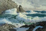 Walter Brightwell, Walter Brightwell Am. 1919-2005 "Ogunquit Surf", 1983, Oil on canvas