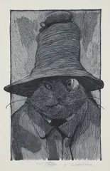 March Hare, single print from Alice and Wonderland, 1982, wood by Barry Moser, engraving, offered Sep 2026