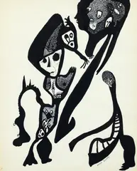 Untitled Abstract by Louise Abrams, Ink Drawing, undated, c.1970s, pen and ink on paper, offered Aug 2026