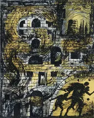 Eugene Berman, Untitled, from The Flight Portfolio, printed in 1967, published in 1971, color, lithograph on Fabriano paper