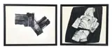 Peter J. Calaboyias, 2 abstract untitled artworks, 1960's/1970's, both, ink and tempera or gouache on silk paper, one