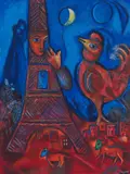 Marc Chagall, Bonjour Paris, (Good Morning Paris), 1972, lithograph printed in colors from the Sorlier