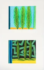 Labyrinth and Verona Garden, 2007, aquatints printed in colors, image 19 x 23.25 inches, each by William Crozier, pencil, offered Aug 2026